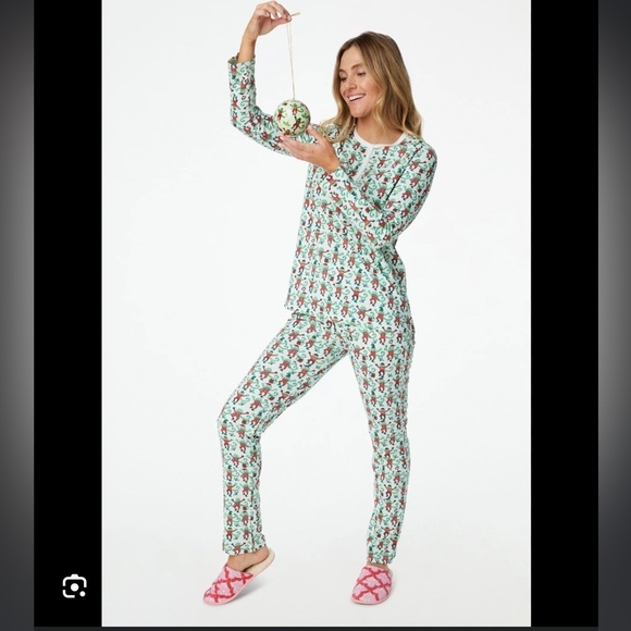 Roller Rabbit Monkey Mas Pajamas Monkeys Size Large Holiday Red Green